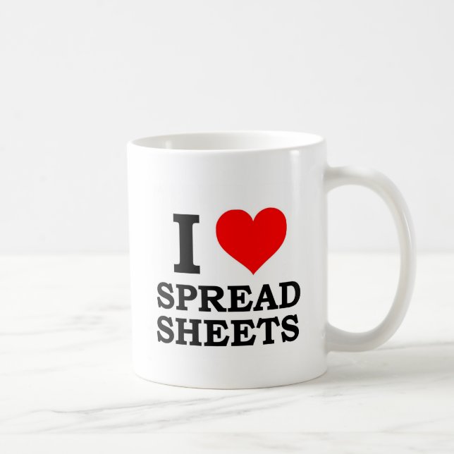 Mug J'aime des feuilles de calcul (Droite)