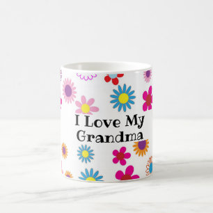Mug J'Aime Grand-Mère Amusante Colorée Fleurs Joyeuses