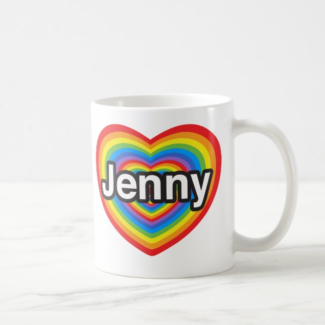 Mug J'aime Jenny. Je t'aime Jenny. Coeur (Droite)