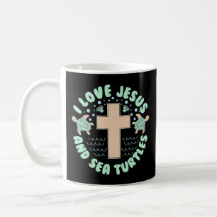 Mug J'aime Jésus & Tortues de mer Foi chrétienne Croix