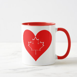 Mug J'aime la feuille d'érable patriotique de coeur d