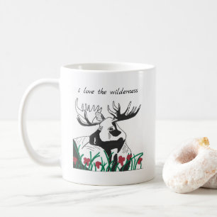 Mug J'aime la nature de l'orignal Fleur sauvage rustiq