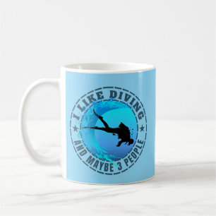 Mug J'aime la plongée et peut-être 3 personnes