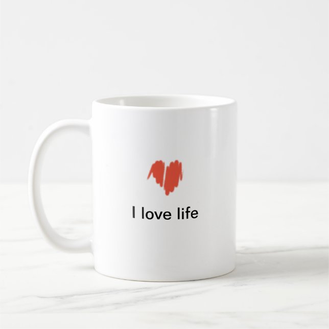 Mug J'aime la vie Graffiti rouge Sprayed Heart Image (Gauche)