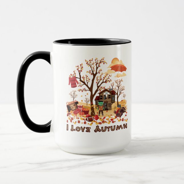 Mug J'aime l'automne - paysage d'automne (Gauche)
