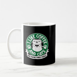 Mug J'aime le café et les chats et peut-être 3 personn
