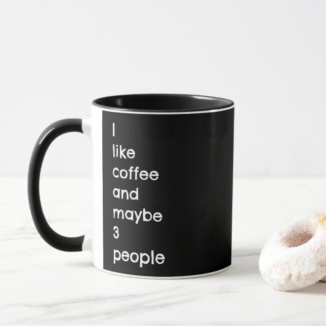 Mug J'aime le café et peut-être 3 personnes la calligr (Avec donut)