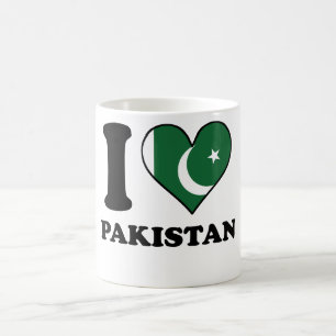 Mug J'aime le coeur pakistanais de drapeau du Pakistan
