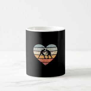 Mug J'aime le cœur rétro de la lutte