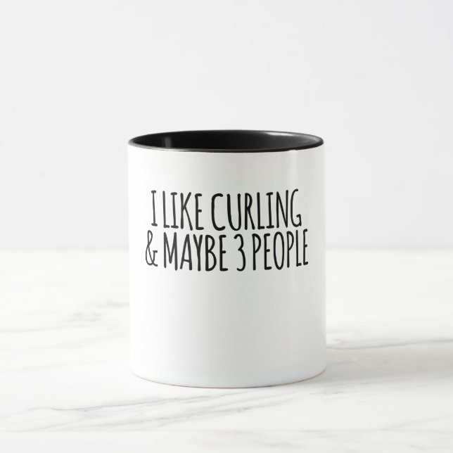 Mug J'Aime Le Curling Et Peut-Être 3 Personnes (Centre)