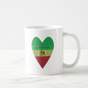 Mug J'aime le drapeau - Amour Ethiopie   Rouge Or Vert