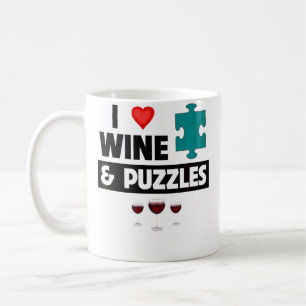 Mug J'aime le vin et les puzzles jeu amusant de boisso