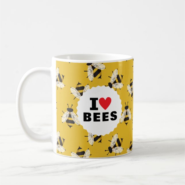 Mug J'Aime Les Abeilles Motivées Jaune (Gauche)