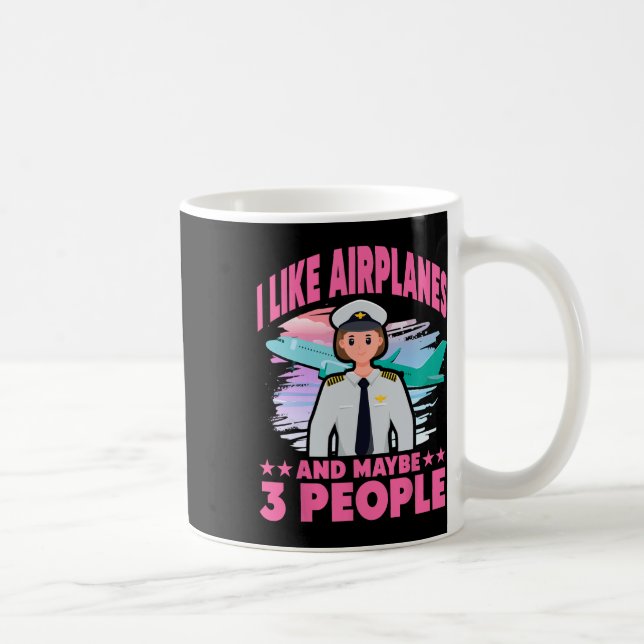 Mug J'Aime Les Avions Et Peut-Être 3 Personnes (Droite)