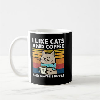 Mug J'Aime Les Chats Et Café Et Peut-Être 3 Personnes 
