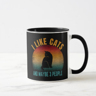 Mug j'aime les chats et peut-être 3 personnes
