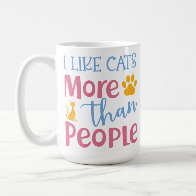 MUG J'AIME LES CHATS PLUS QUE LES GENS FUNNY DIRE (Gauche)