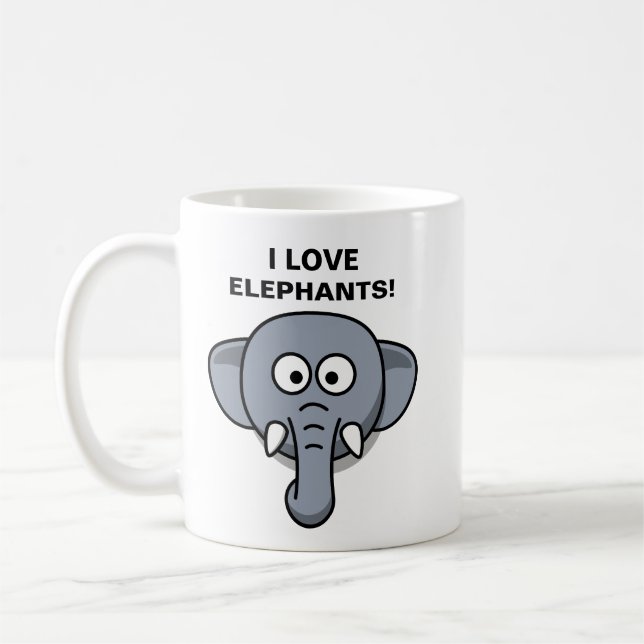MUG J'AIME LES ÉLÉPHANTS DESSIN ANIMÉ (Gauche)