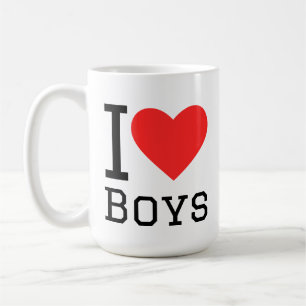 Mug J'aime les garçons autocollant carré