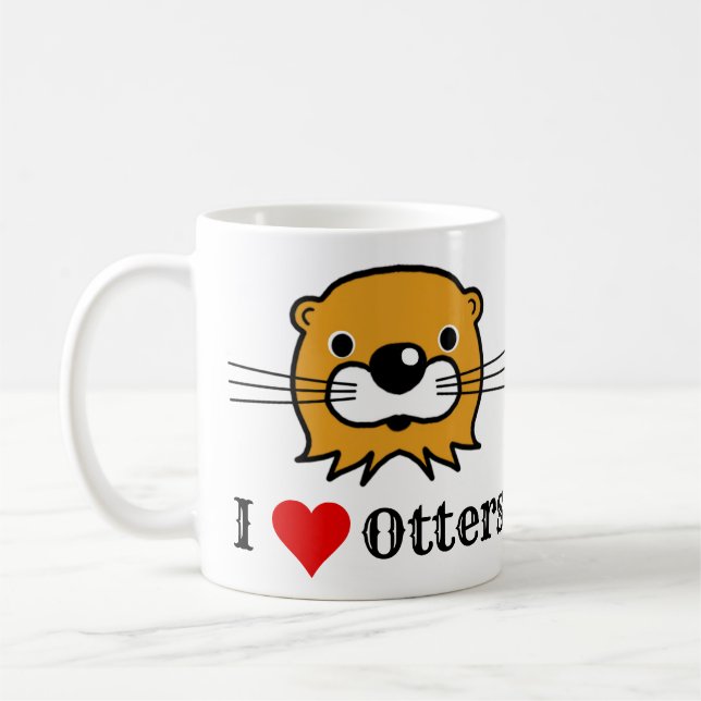 Mug J'Aime Les Loutres. Appréciation. Loves Otters (Gauche)