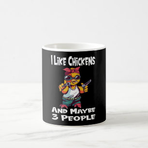 Mug J'aime les poulets et peut-être 3 personnes