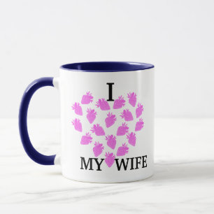 Mug J'aime ma femme, Saint Valentin aux fraises