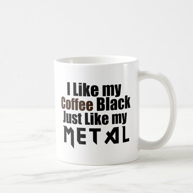 Mug J'aime mon café noir Tout comme mon métal (Droite)
