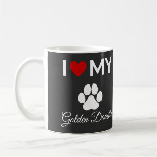 Mug J'aime mon chien Doodle doré texte personnalisé