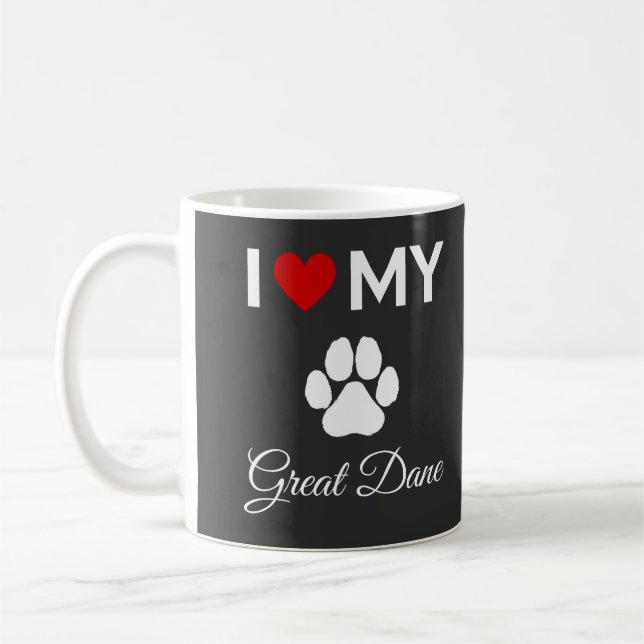 Mug J'aime mon chien Great Dane texte personnalisé (Gauche)