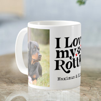 Mug J'aime mon chien Rottie Rottweiler personnalisé 2 