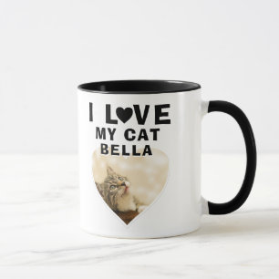 Mug J'aime mon coeur de chat Photo Nom du chat