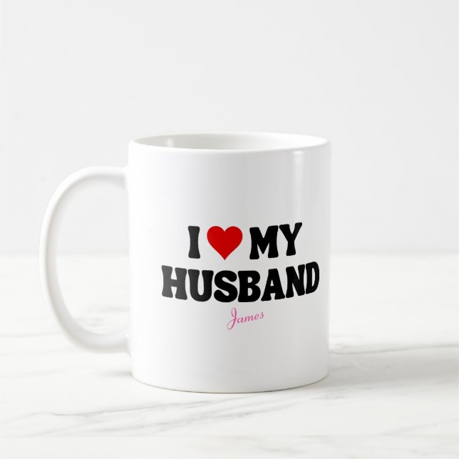 Mug J'Aime Mon Coeur De Mari Romantique Nom Personnali (Gauche)