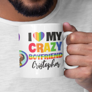 Mug J'aime mon copain fou 2 photo lgbtq+ arc en ciel