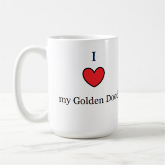 Mug J'aime mon griffonnage d'or, coeur rouge