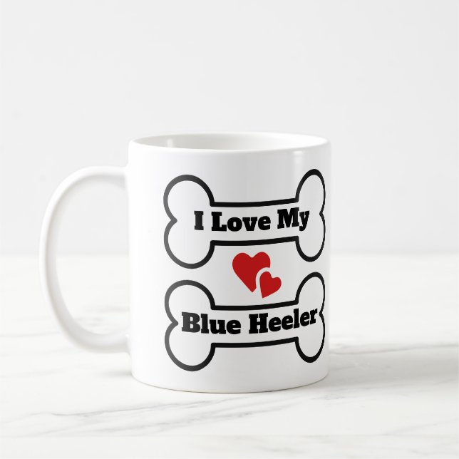 Mug J'Aime Mon Heeler Bleu (Gauche)