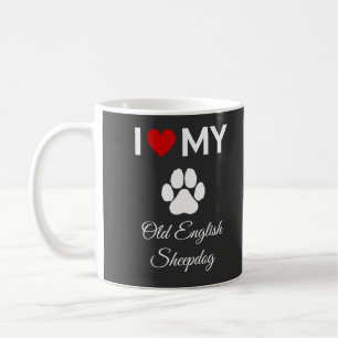 Mug J'aime mon Old English Sheepdog texte personnalisé