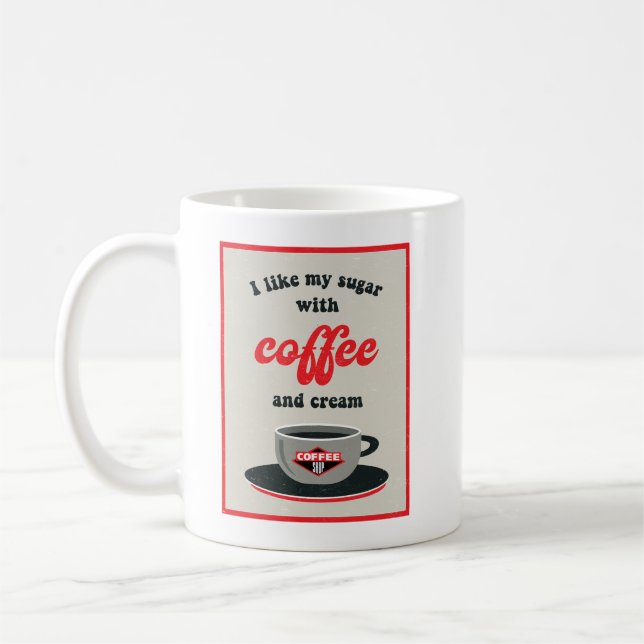 Mug J'aime mon sucre avec café et crème (Gauche)
