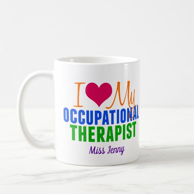 Mug J'Aime Mon Thérapeute Mignonne Monogramme (Gauche)