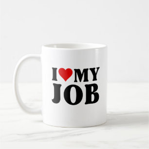 Mug J'Aime Mon Travail Drôle Coeur Rouge Emplois Amate