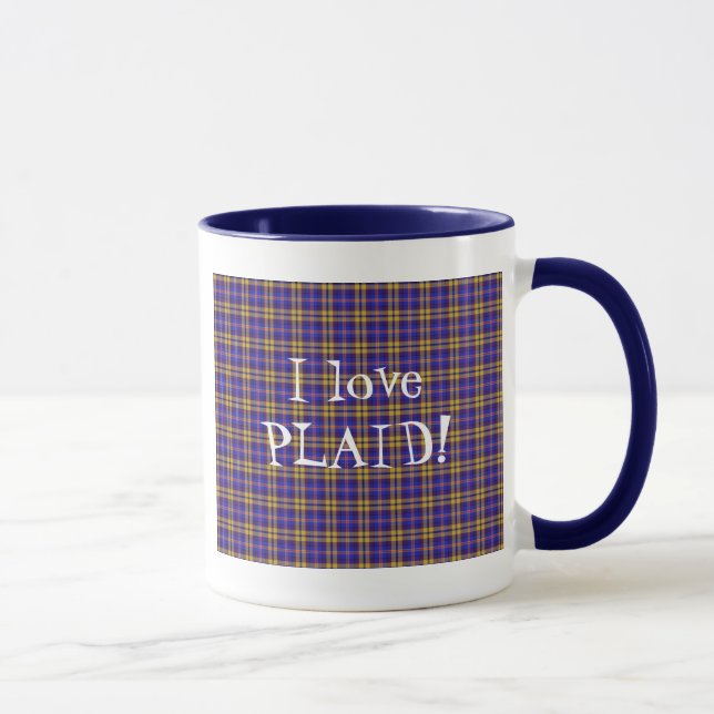 Mug J'Aime Plaid - Bleu (Droite)