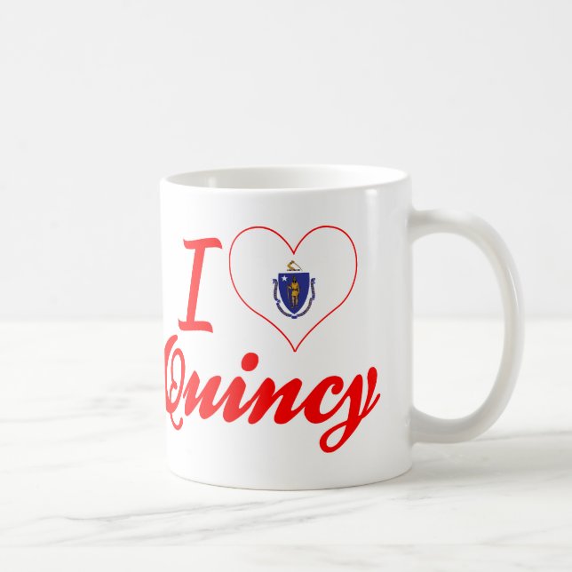 Mug J'aime Quincy, le Massachusetts (Droite)