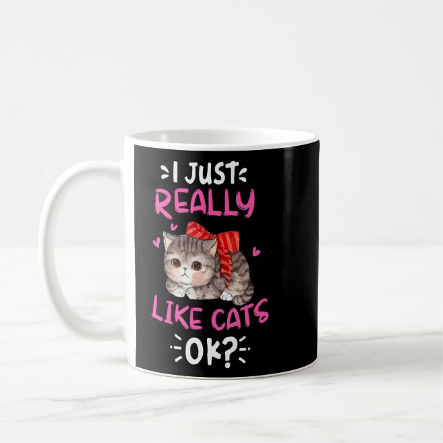 Mug J'Aime Vraiment Les Chats Ok Chat Mignonne (Gauche)