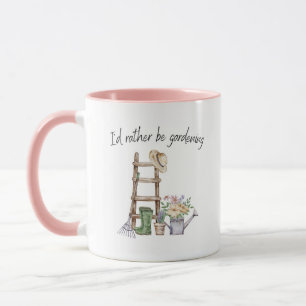 Mug J'aimerais mieux être jardinage aquarelle