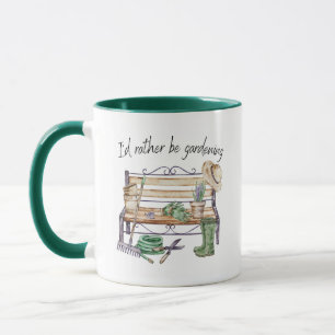 Mug J'aimerais mieux jardiner Aquarelle Jardin 