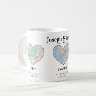 Mug Jalons personnalisés Carte de l'emplacement Coeur