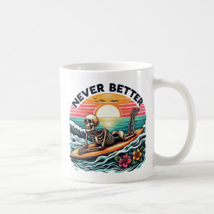 Mug Jamais mieux - Skeleton Surfing Sunset Wave Design