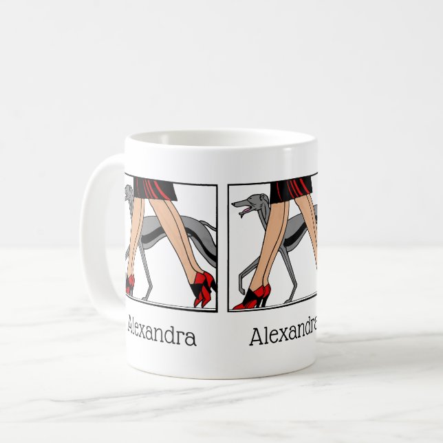 Mug Jambes Art déco femmes Greyhound Whippet Chien R (Devant gauche)