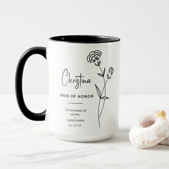 Mug Janvier Maid of Honor Don | Fleur de carnation (Avec donut)