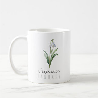 Mug Janvier Mois de naissance Fleur avec nom - Snowdro