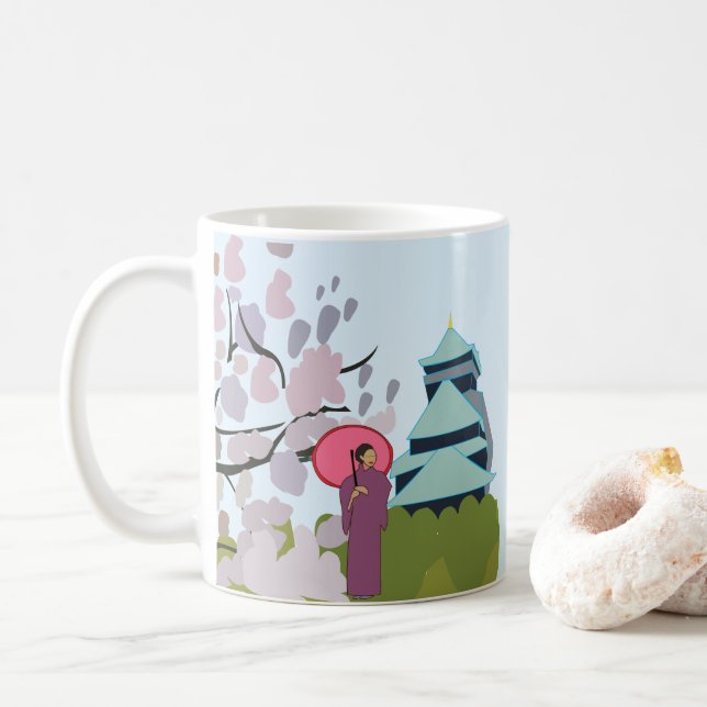 Mug Japon Cherry Blossom Geisha Kimono (Avec donut)